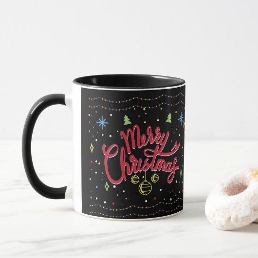 Farbenfrohe Weihnachten Tasse (Mit Donut)
