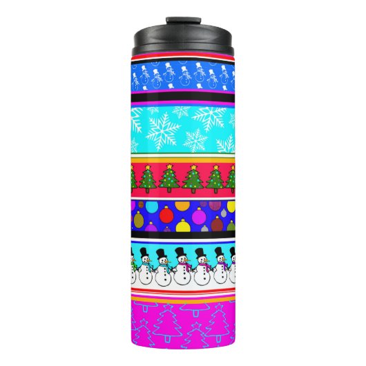 Farbenfrohe Weihnachten Thermosbecher (Vorderseite)