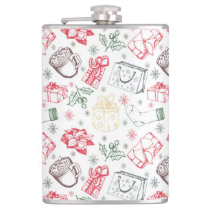 Farbenfrohe Weihnachten Vintage Stilmuster Flachmann