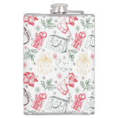 Farbenfrohe Weihnachten Vintage Stilmuster Flachmann (Rückseite)