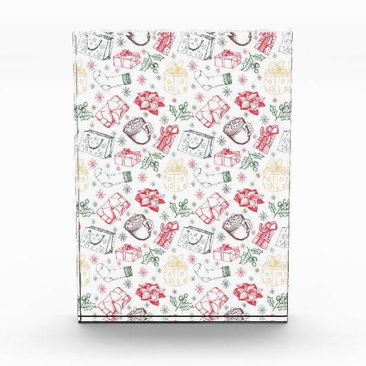 Farbenfrohe Weihnachten Vintage Stilmuster Fotoblock (Vorderseite)