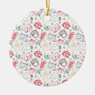 Farbenfrohe Weihnachten Vintage Stilmuster Keramik Ornament
