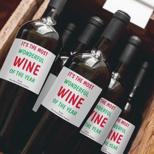 Farbenfrohe Weihnachten Weinetikett