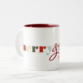 Farbenfrohe Weihnachten Zweifarbige Tasse (Vorderseite Links)