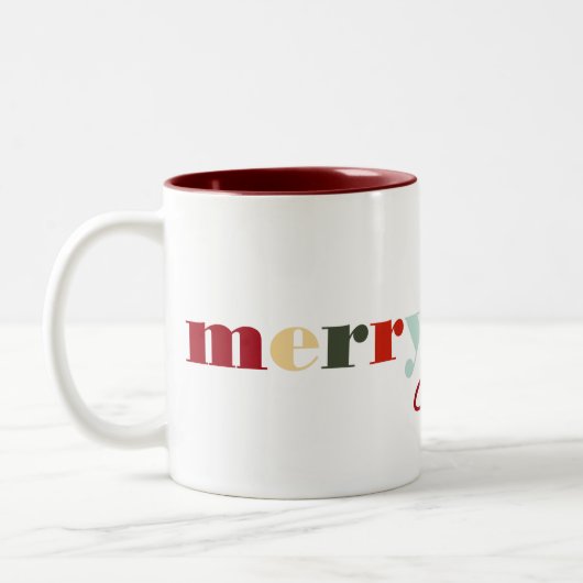 Farbenfrohe Weihnachten Zweifarbige Tasse (Links)