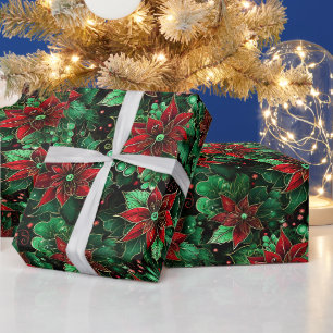 Farbenfrohe Weihnachts-Abstrakt Whimsical Poinsett Geschenkpapier