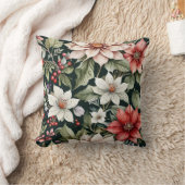 Farbenfrohe Weihnachts-Blume Elegant Schwarz Kissen (Decke)