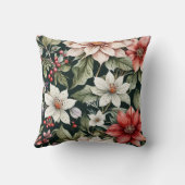 Farbenfrohe Weihnachts-Blume Elegant Schwarz Kissen (Rückseite)