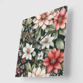 Farbenfrohe Weihnachts-Blume Elegant Schwarz Quadratische Wanduhr (Winkel)