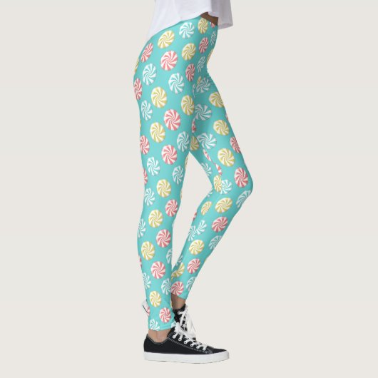 Farbenfrohe Weihnachts Candy Holiday Pattern auf A Leggings (Rechts)