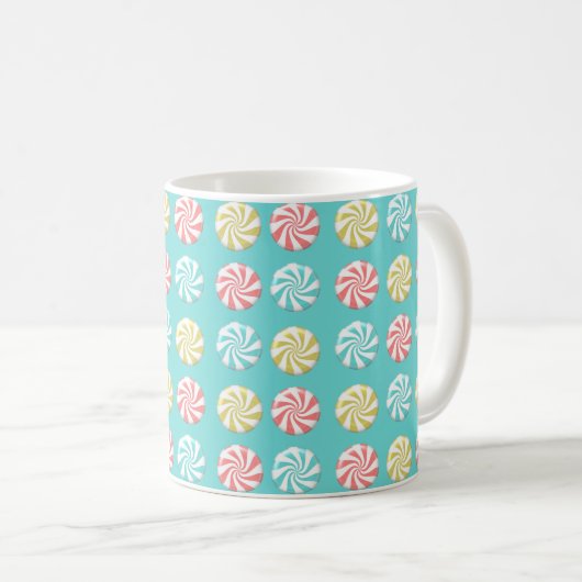 Farbenfrohe Weihnachts Candy Holiday Pattern Kaffeetasse (VorderseiteRechts)