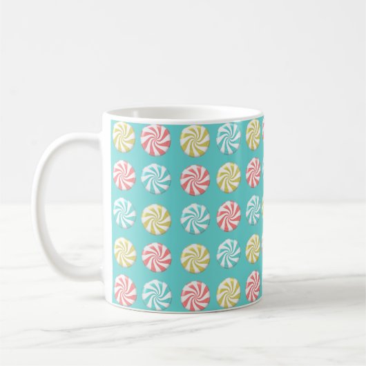 Farbenfrohe Weihnachts Candy Holiday Pattern Kaffeetasse (Links)