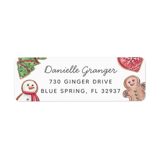 Farbenfrohe Weihnachts-Cookie-Rücksendeadresse (Vorne)