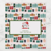 Farbenfrohe Weihnachts-Geschenkboxen-Muster Weinetikett (Einzelnes Label)