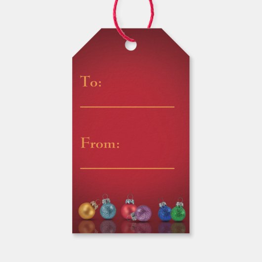 Farbenfrohe Weihnachts-Glitzer-Ornamente Geschenkanhänger (Rückseite)