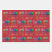 Farbenfrohe Weihnachts-Glitzer-Ornamente Geschenkpapier Set (Vorderseite 2)