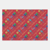 Farbenfrohe Weihnachts-Glitzer-Ornamente Geschenkpapier Set (Vorderseite 2)