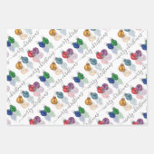 Farbenfrohe Weihnachts-Glitzer-Ornamente Geschenkpapier Set (Vorderseite)