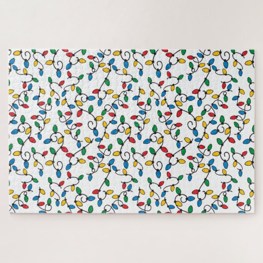 Farbenfrohe Weihnachts-Glühbirnen-Muster schwierig Puzzle (Horizontal)