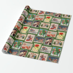 Farbenfrohe Weihnachts-Postkartenverpackung Geschenkpapier