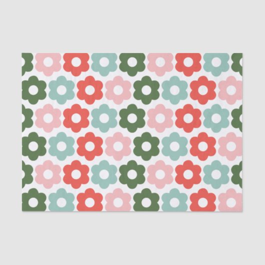 Farbenfrohe Weihnachts Retro Daisy Tissue Seidenpapier (Vorderseite)