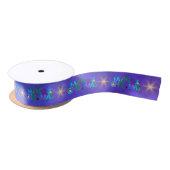 Farbenfrohe Weihnachts Text Twinkle Gold Stars Satinband (Spule)