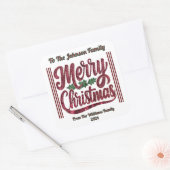 Farbenfrohe Weihnachtsaufkleber für Feiern Quadratischer Aufkleber (Umschlag)