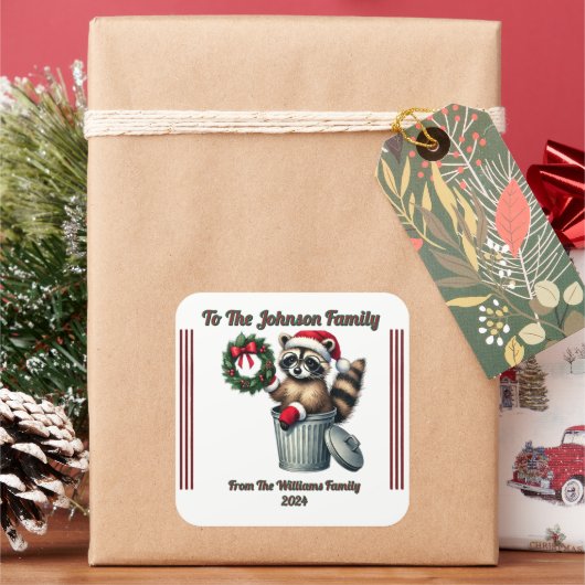 Farbenfrohe Weihnachtsaufkleber für festliche Gesc Quadratischer Aufkleber (Feiertag)