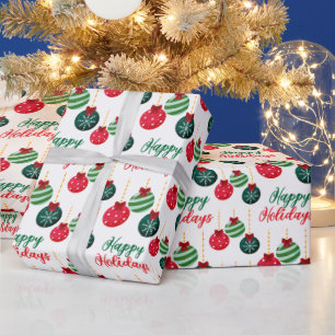 Farbenfrohe Weihnachtsbälle Happy Holidays Weihnac Geschenkpapier