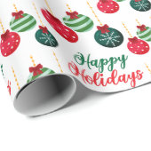Farbenfrohe Weihnachtsbälle Happy Holidays Weihnac Geschenkpapier (Rolleneckpunkt)
