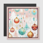 Farbenfrohe Weihnachtsbälle Magnetkarte (Vorne/Hinten)