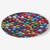 Farbenfrohe Weihnachtsballes Ornamente Pappteller (Schrägansicht)