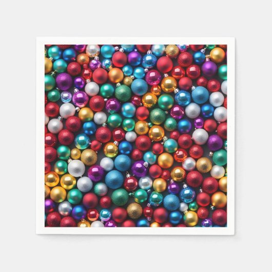 Farbenfrohe Weihnachtsballes Ornamente Serviette (Vorderseite)