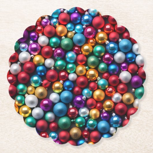 Farbenfrohe Weihnachtsballes Ornamente Untersetzer (Vorderseite)
