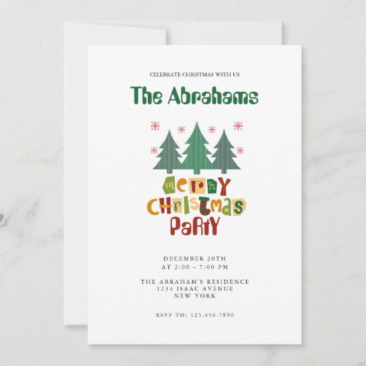Farbenfrohe Weihnachtsbaum frohe Weihnachten Einladung (Vorderseite)