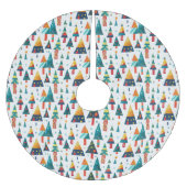 Farbenfrohe Weihnachtsbaum-Illustration Pinienwald Polyester Weihnachtsbaumdecke (Vorderseite)