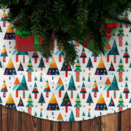 Farbenfrohe Weihnachtsbaum-Illustration Pinienwald Polyester Weihnachtsbaumdecke