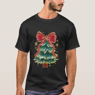 Farbenfrohe Weihnachtsbaum Pink Coquette Bow Chris T-Shirt