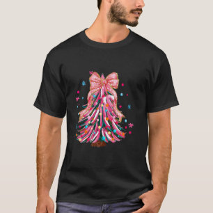 Farbenfrohe Weihnachtsbaum Pink Coquette Bow Chris T-Shirt