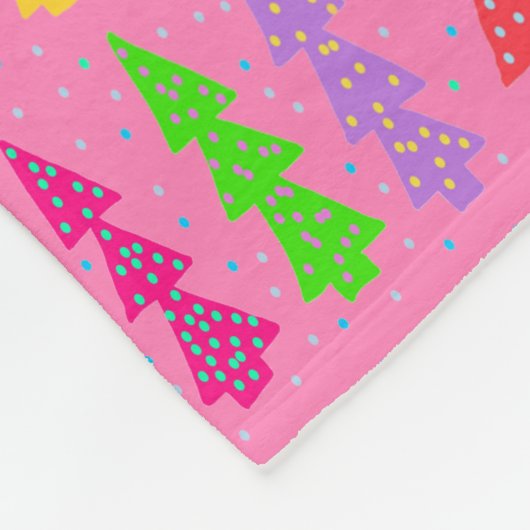 Farbenfrohe Weihnachtsbaum Pop Art Pink Fleecedecke (Ecke)