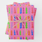 Farbenfrohe Weihnachtsbaum Pop Art Pink Geschenkpapier Set (Beispiel)