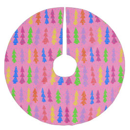 Farbenfrohe Weihnachtsbaum Pop Art Pink Polyester Weihnachtsbaumdecke