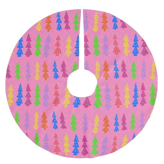 Farbenfrohe Weihnachtsbaum Pop Art Pink Polyester Weihnachtsbaumdecke (Vorderseite)