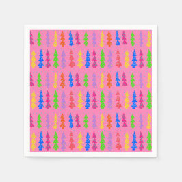Farbenfrohe Weihnachtsbaum Pop Art Pink Serviette