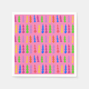 Farbenfrohe Weihnachtsbaum Pop Art Pink Serviette