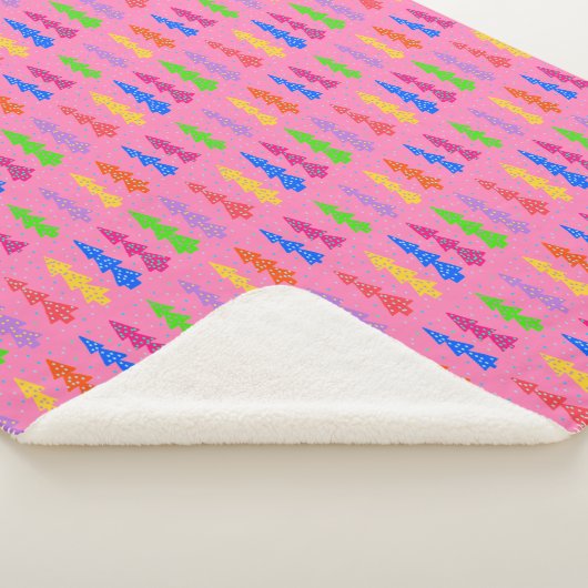 Farbenfrohe Weihnachtsbaum Pop Art Pink Sherpadecke (3/4)