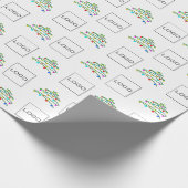 Farbenfrohe Weihnachtsbaum- und Firmenlogos Geschenkpapier (Ecke)