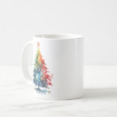 Farbenfrohe Weihnachtsbaum Wasserfarben Malerei Kaffeetasse (Vorderseite Links)