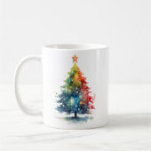 Farbenfrohe Weihnachtsbaum Wasserfarben Malerei Kaffeetasse (Links)