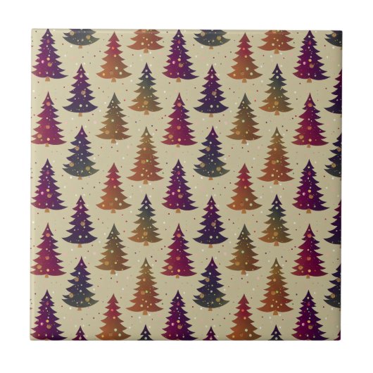 Farbenfrohe Weihnachtsbaum Wiederholung Muster Fliese (Vorderseite)